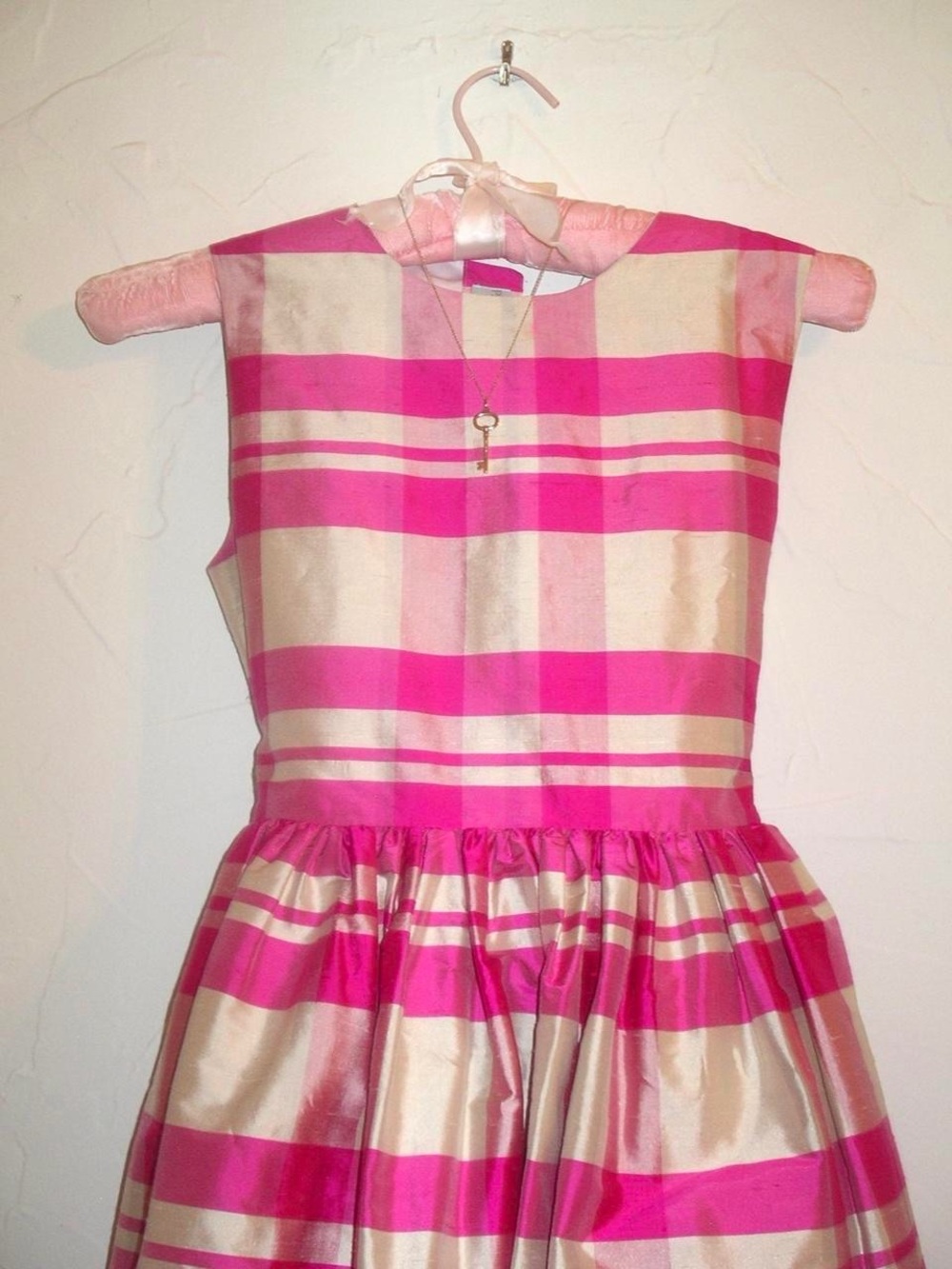 Papo D’anjo Silk Taffeta Pink and Cream Gingham Dress 12